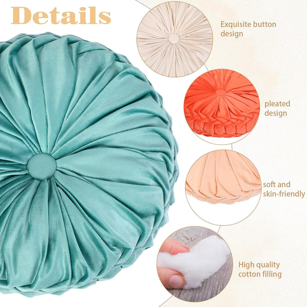 Yerliker 6 Pcs Floor Pillow Cushions 15inch Round Velvet Throw Pillows Colorful Flexible Cushions Alternative Pillows for Couch Chair Living Room Bedroom Home Office Decor(Saffron Yellow Color)