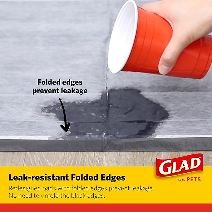Glad for Pets Black Charcoal Puppy Pads - Super Absorbent Disposable Dog Pee Pads, Potty Training Pads, and Pet Supplies - Dog Pee Pads for Crate Training and Indoor Use 23" x 23" - 150 Count