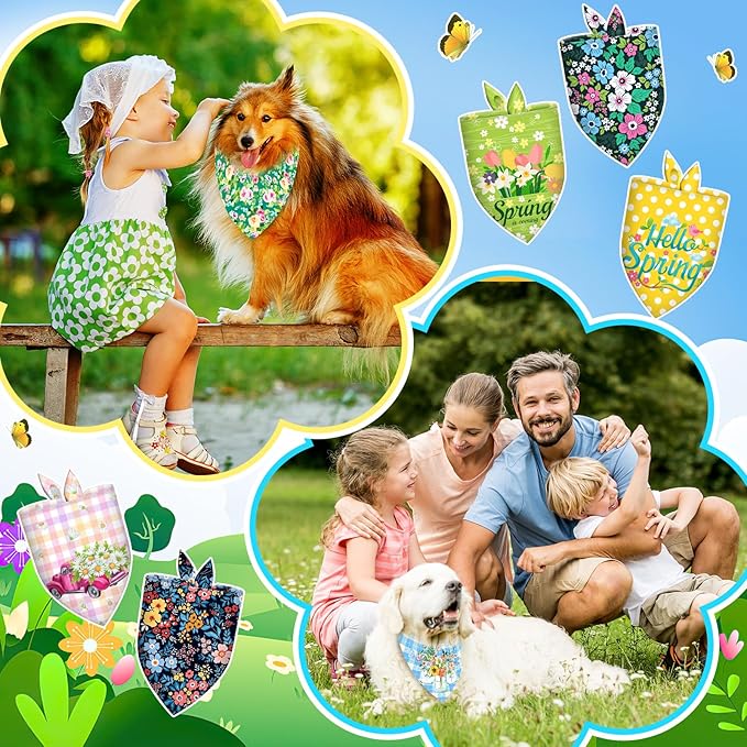 30 Pcs Spring Summer Dog Bandanas Bulk Floral Pet Scarves Bibs Adjustable Puppy Bandanas Girl Washable Flower Puppy Grooming Bandana for Small Medium Large Breed Dog Cat Pet Grooming Accessories