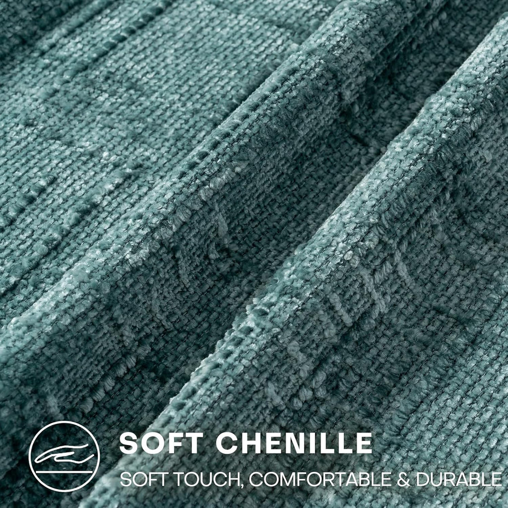 Decorative Throw Pillow Covers 22x22 Inch Set of 2, Soft Solid Farmhouse Chenille Couch Pillows, Spring Pillow Covers for Couch Sofa Bed Living Room Home Decor Pillowcase, Teal