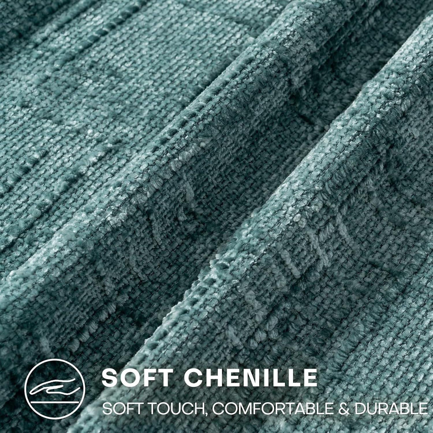 Decorative Throw Pillow Covers 18x18 Inch Set of 2, Soft Solid Farmhouse Chenille Couch Pillows, Spring Pillow Covers for Couch Sofa Bed Living Room Home Decor Pillowcase, Teal