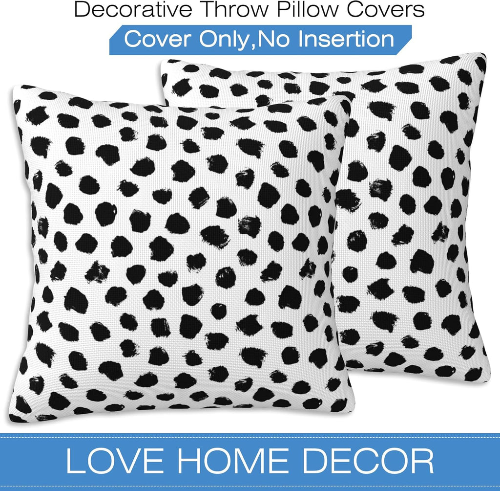 White and Black Spot Throw Pillow Covers Set of 2 Polka Dot Pillow Covers 20x20 Inch Modern Farmhouse Home Decorative Pillow Cases Cushion Cover for Sofa Living Room Office