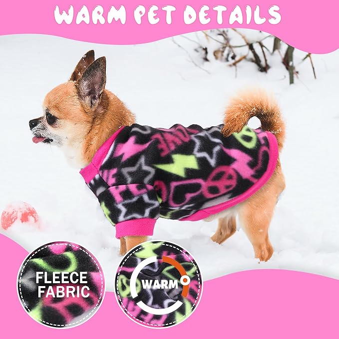 2 Pieces Dog Sweaters for Small Dogs, Fall Winter Fleece Dog Clothes, Soft and Warm Puppy Sweater Doggie Coat for Winter Pet Cloting for Chihuahua Yorkie (Rose,Pink, Small)