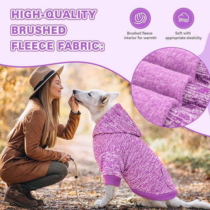 Dog Sweaters for Small Dogs Dog Hoodie Fleece Sweater Soft Clothes Sweatshirt with Pocket Hoodie for Small Dogs Puppy Sweater(Purple&XS)