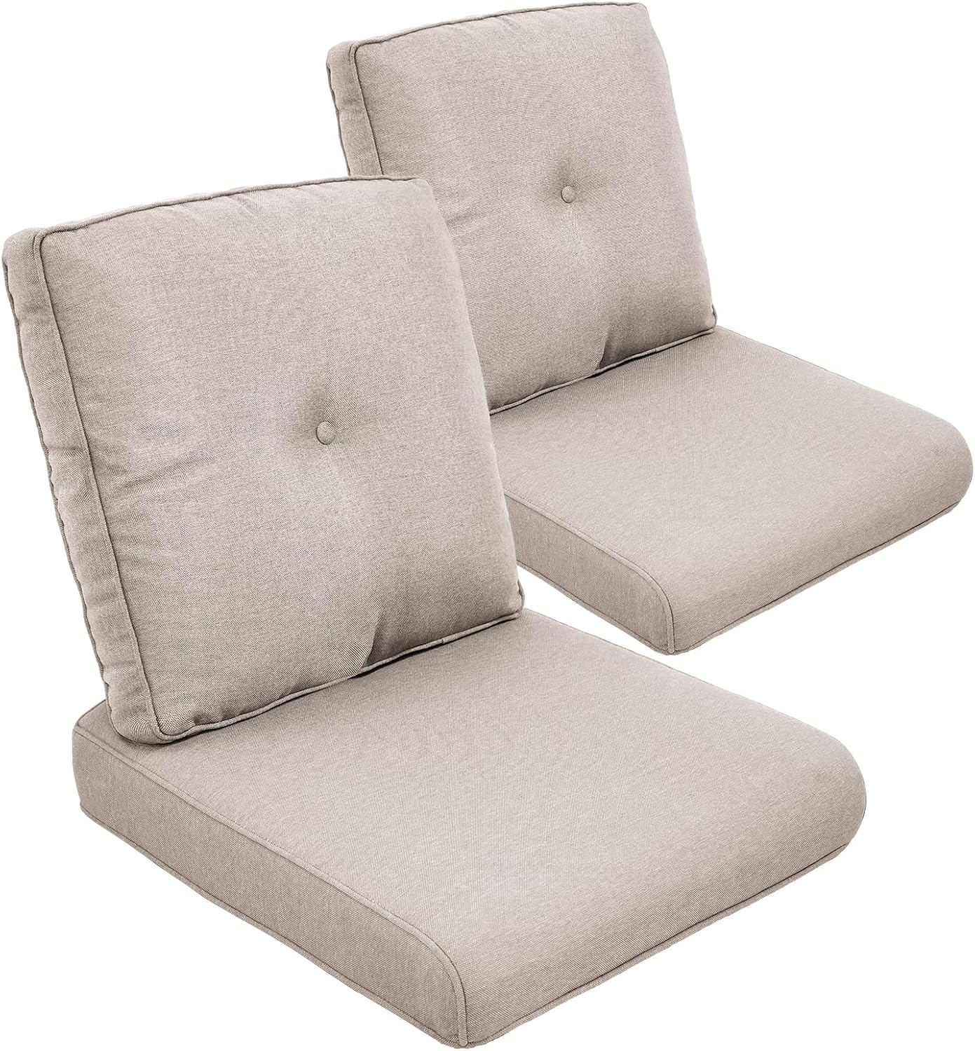 Outdoor Chair Cushion Set of 2, Waterproof Outdoor Seat Cushions 25x22 , Patio Chair Cushions for Outdoor Furniture, Replacement Couch Loveseat Cushion, Include 2 Back & 2 Seat Cushions, Button/Beige