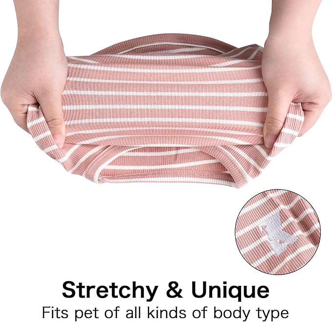 Koneseve Dog Shirt Vest Lightweight Stretchy Dog T-Shirts Soft Cool Shirts Sleeveless Stripe Vests Breathable Clothes for Puppy Kitty Cats Small Medium Large Dogs 2 Pack Pink + Green [ 3XL ]