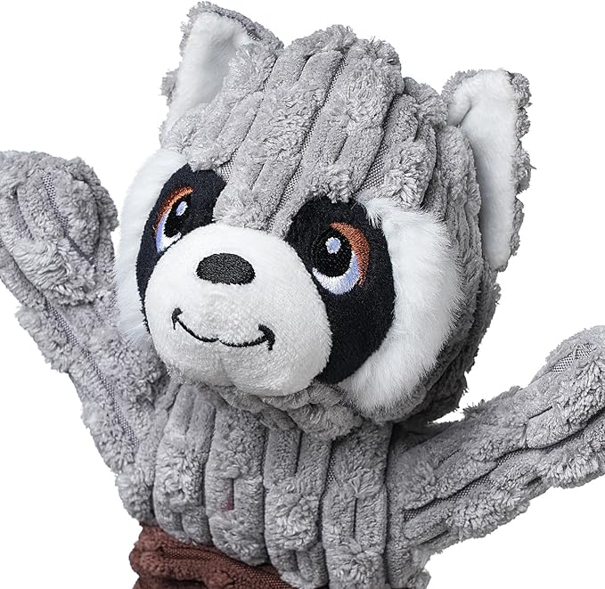 Tug of War Dog Toy, Durable Large Breed Dog Toy, Though Stuffed Dog Squeaky Toy with Crinkle Paper for Small, Middle and Big Dogs(Raccoon)