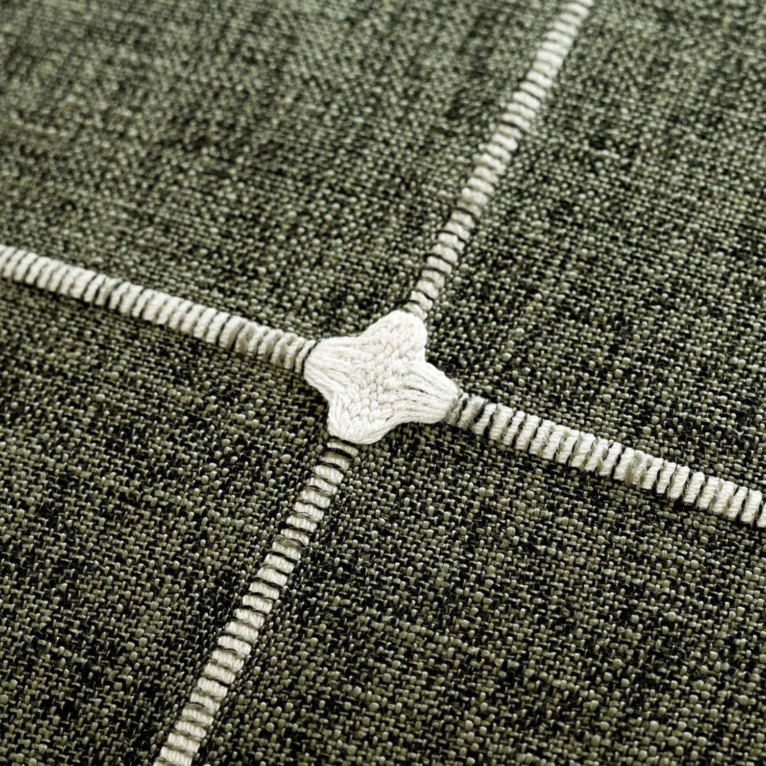 Foindtower Pack of 2 Decorative Faux Linen Jacquard Check Throw Pillow Covers Farmhouse Cushion Cover with Grid Textured Accent Pillowcase for Couch Sofa Living Room Home Decor,20×20 Inch,Olive Green