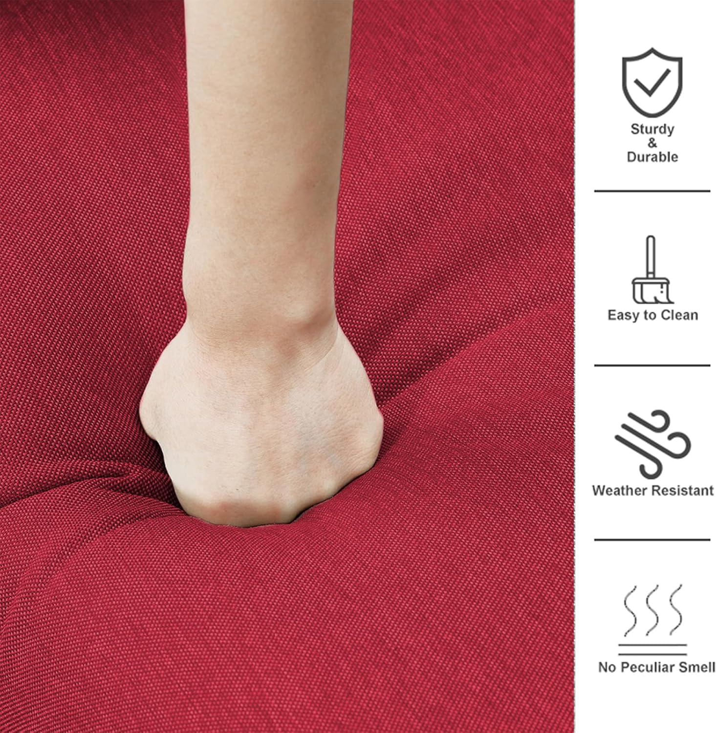 Rilyson Patio Cushions for Outdoor Furniture - 22×24 Inches High Back and Deep Seating Outdoor Cushion for Patio Chairs Sofa Couch Loveseat Water Resistant(Red/1 Set/Button)