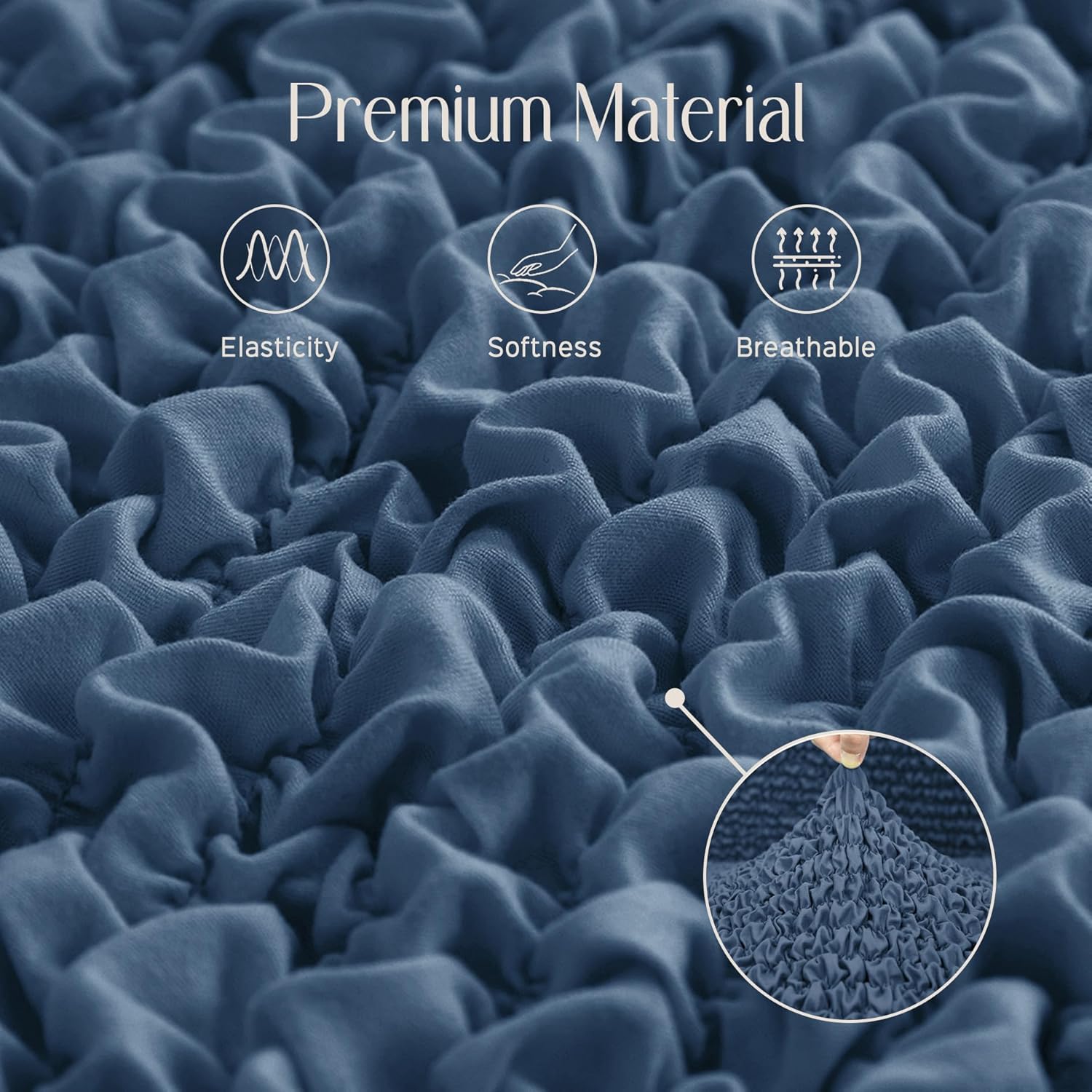 Decorative Throw Pillow Cover Elastic Couch Pillow Covers 18 x 18 & 20 x 20 Inch with Invisible Zipper Cushion Case for Bed Couch Sofa Living Room Home Decor (Pack of 1, Agate Blue)