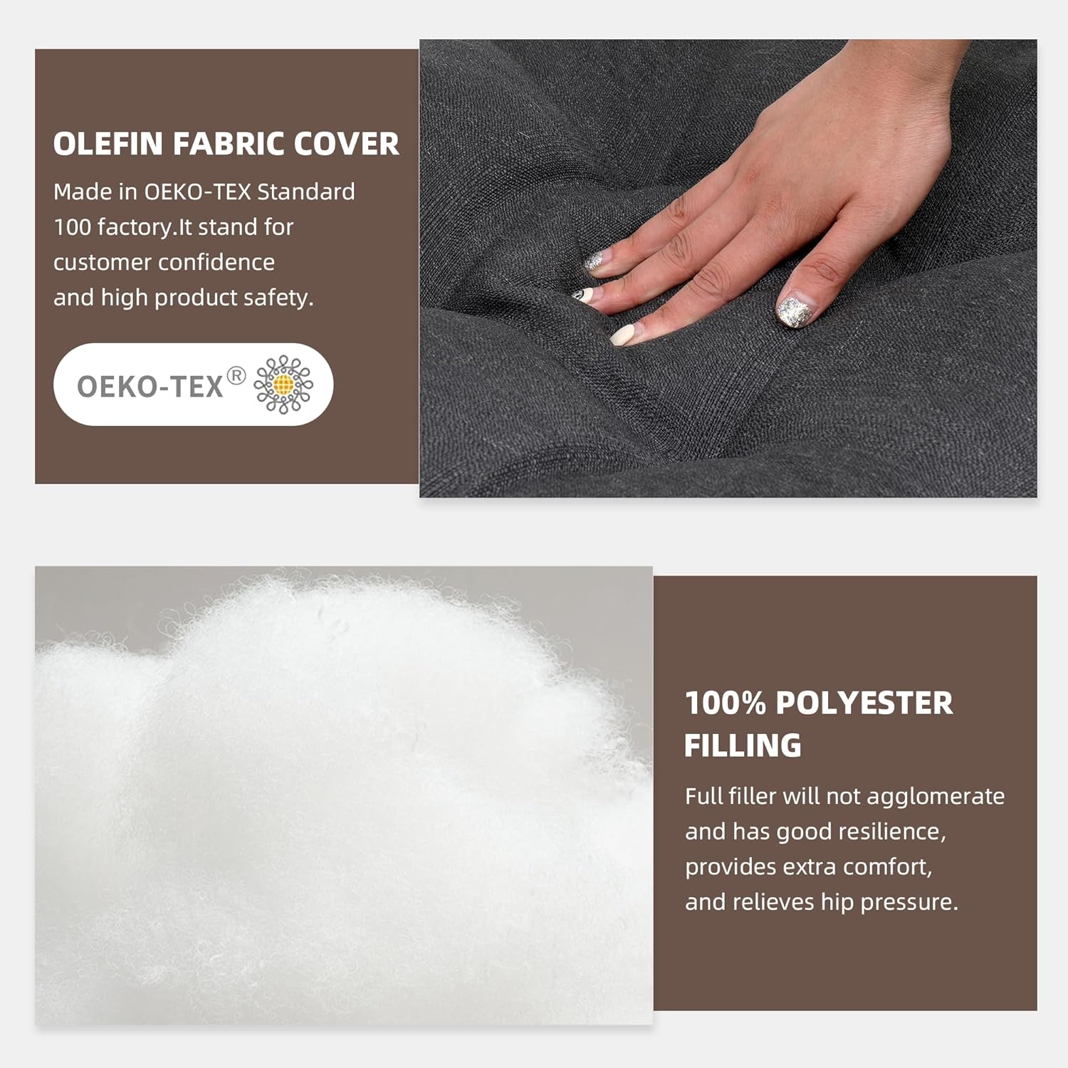 RACE LEAF 4 Pack Patio Chair Cushions 19x19 Inch, Thickened Waterproof Cushions with Stain Resistant Cover and Non-Slip Ties for Patio Furniture (Gray)