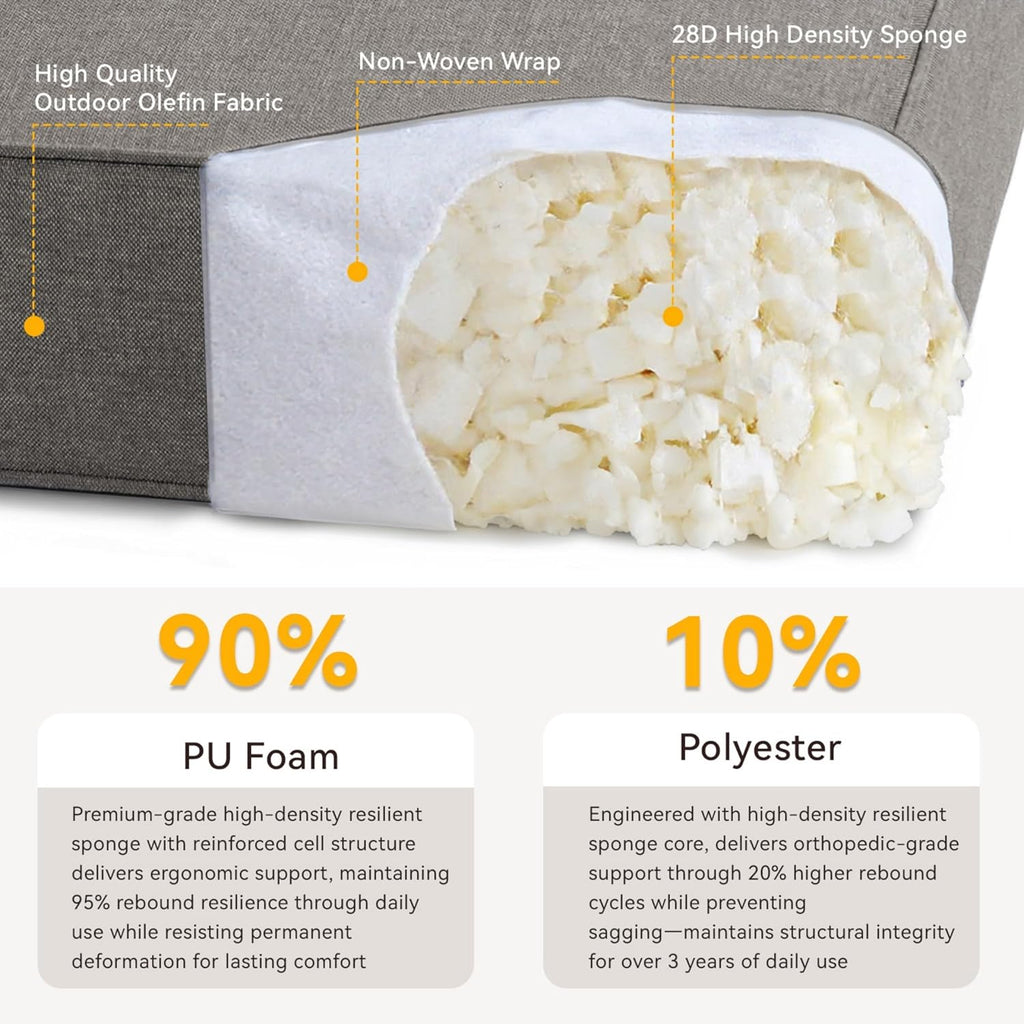 Patio Cushions for Outdoor Furniture - 22" x 25" x 4" UV Resistant Thick Foam Cushions Water Resistant Replacement Cushion for Outdoor Patio Furniture Chair/Sofa/Couch | Grey | 4-Pack |