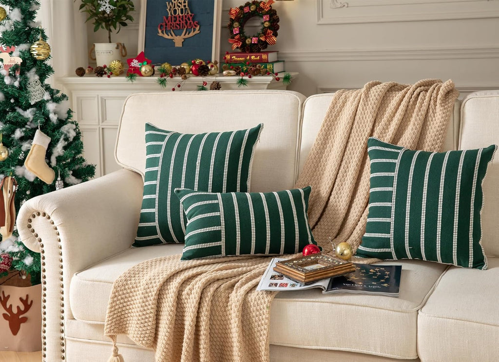 Caflife Boho Christmas Pillow Covers 12x20 Set of 2 Soft Farmhouse Decorative Sofa Pillow Cases, Holiday Christmas Throw Pillow Covers, Couch Bed Cushion Covers Living Room Home Decor