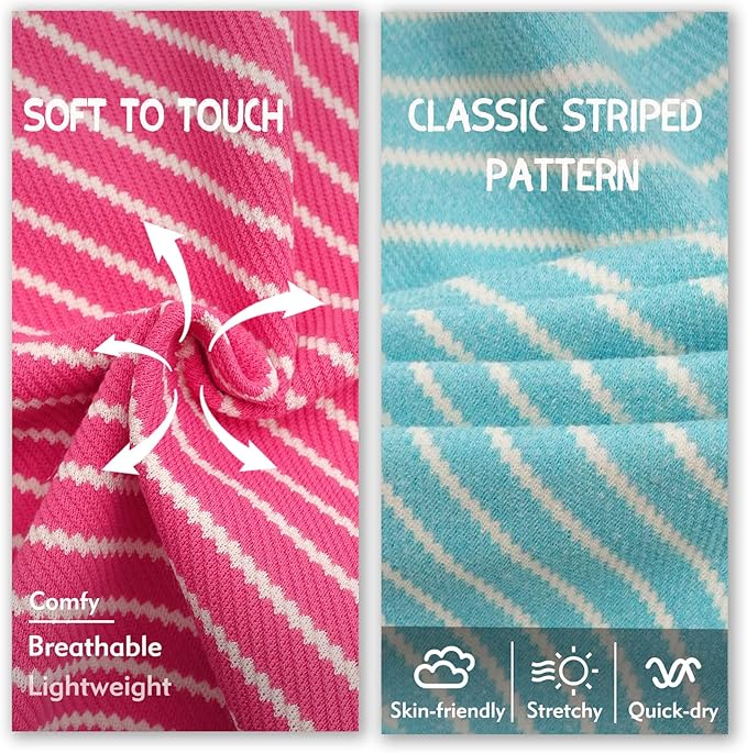 KYEESE 2Pack Dog Shirts Striped for Small Dogs Soft Stretchy Dog T-Shirts Lightweight Tank Top Sleeveless Vest Breathable Pet Apparel, Large, Rose Red+Blue