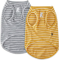 Koneseve Dog Shirt Vest Lightweight Stretchy Dog T-Shirts Soft Cool Shirts Sleeveless Stripe Vests Breathable Clothes for Puppy Kitty Cats Small Medium Large Dogs 2 Pack Yellow + Light Grey [ 3XL ]