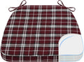 AAAAAcessories D-Shaped Chair Cushions, 2" Thick Dining Chair Pads with Ties and Removable, Machine-Washable Cover, 17" x 16", Red Checkered
