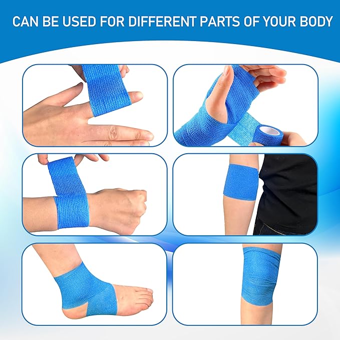 15 Pack Self Adhesive Bandage Wrap 2 Inch x 5 Yards Non-Woven Bandage,Vet Wrap Breathable Elastic Self-Adherent Tape for Stretch Athletic, Sports, Wrist, Ankle (Flesh)