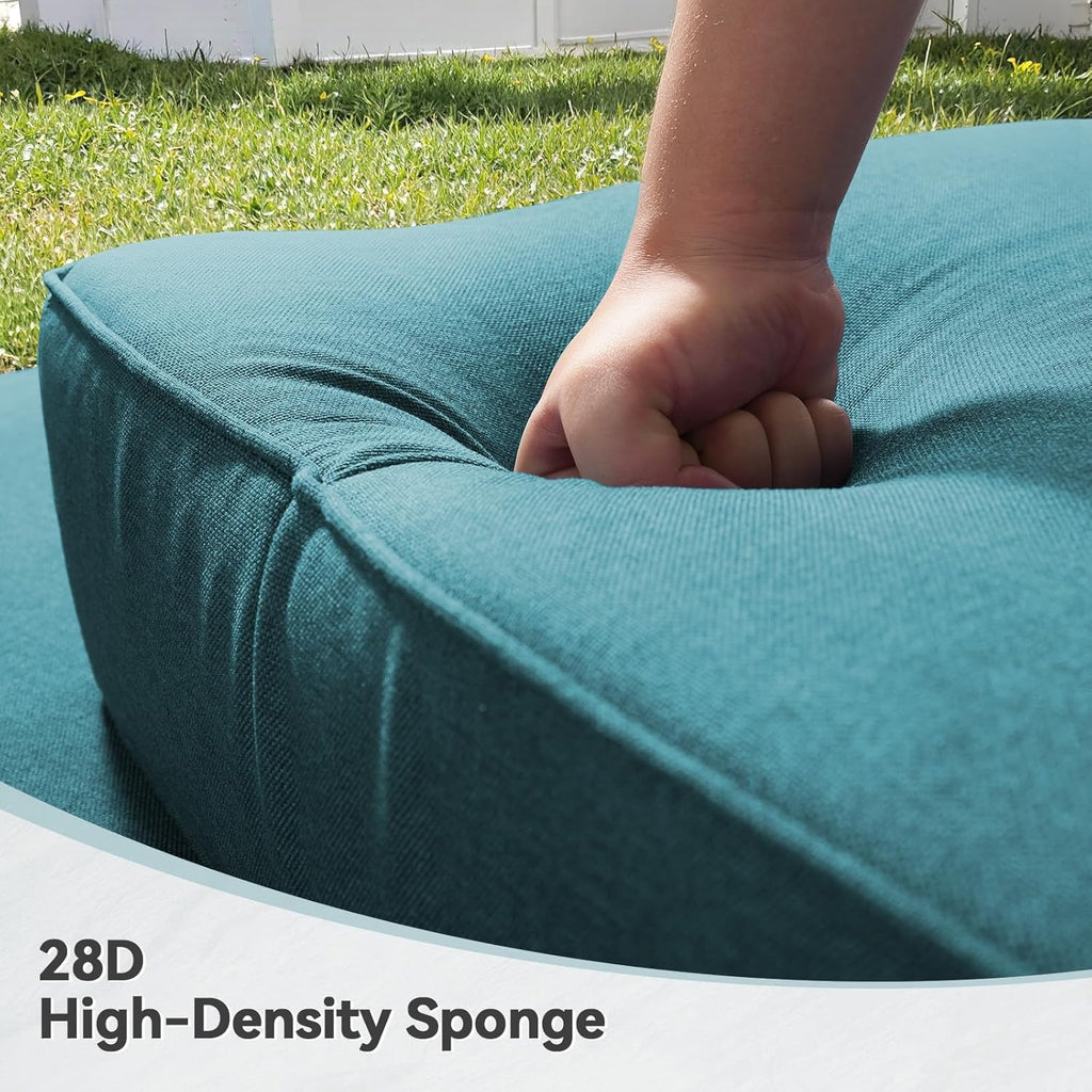 Luxury 6" Outdoor Cushions for Patio Furniture, 24x24x6" Thick Seat Cushion Set of 8, Fade Resistant Couch Chair Replacement Cushions High Density Deep Wicker Chair Cushion w/ Removable Cover, Green