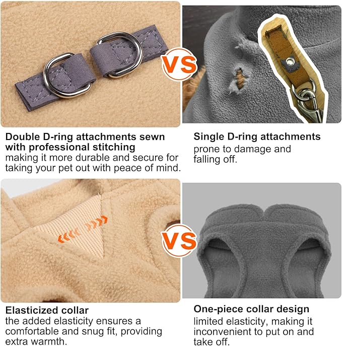 BEAUTYZOO Dog Fleece Vest Sweater Winter Jacket for Small and Medium Large Dogs with D-Ring Leash Cold Weather Coat Hoodie for XS S M Dogs Boy or Girls