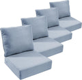 Outdoor Furniture Cushions, 6 inch Thick Seat Cushions for Outdoor Furniture, Waterproof 22x24 Patio Couch Cushions, Replacement Chair/Sofa Cushion, Include 4 Back & 4 Seat Cushion, Thick/BabyBlue