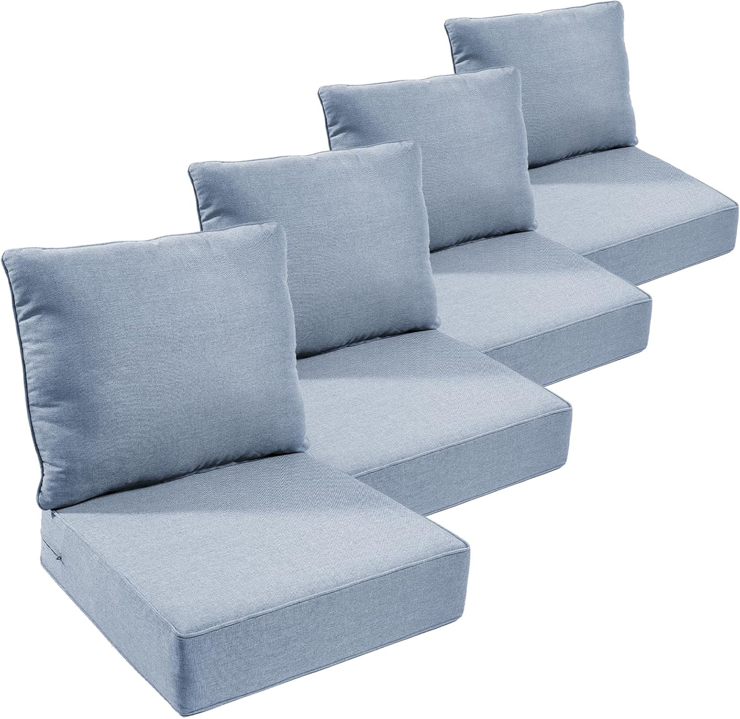 Outdoor Furniture Cushions, 6 inch Thick Seat Cushions for Outdoor Furniture, Waterproof 22x24 Patio Couch Cushions, Replacement Chair/Sofa Cushion, Include 4 Back & 4 Seat Cushion, Thick/BabyBlue