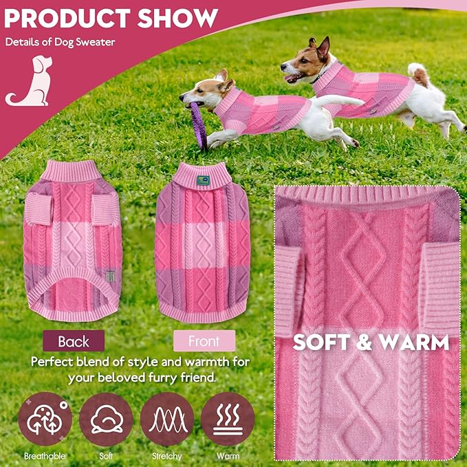 Pet Sweaters,Turtleneck Pullover Dog Sweater,Pet Sweaters for Dogs,Pet Clothes,Pet Clothing,Suitable for All Types of Dogs and Most Seasons (Pink Group, S)