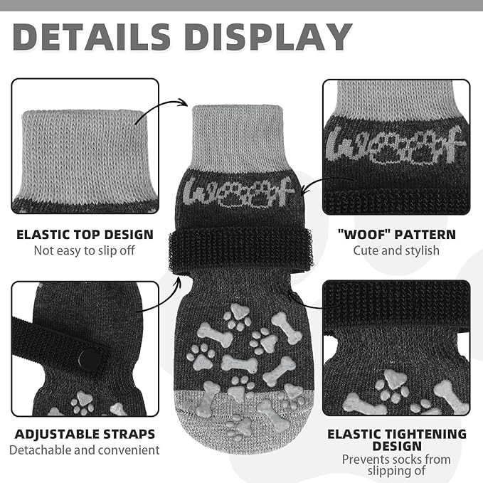 KOOLTAIL Dog Socks for Hot/Cold Pavement to Prevent Licking Paws,Dog Boots&Paw Protector for Hardwood Floors Anti Slip,Traction Control No Twist Grip Booties for Small Medium Large Senior Dogs L