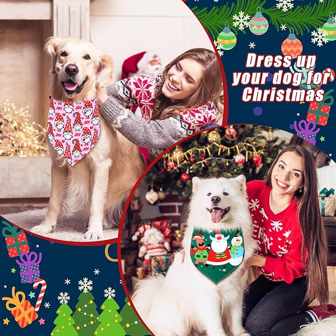 Newwiee 100 Pcs Christmas Dog Bandanas Bulk for Dogs Triangle Bibs Scarf Holiday Xmas Soft Breathable Dog Christmas Scarf Accessories for Large Dog Puppy Cat