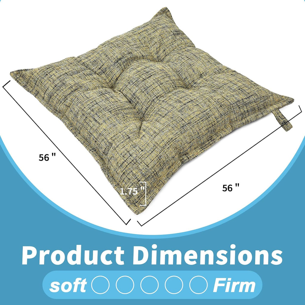 SINSOSSO Large Floor Pillows 22", Thickened Bite-Size Memory Foam Square Non-Slip Cushions for Office Back Support/Yoga/Chair Seat, Fashionable Color-Blocked Fabric & Washable, Yellow, 2 PCS