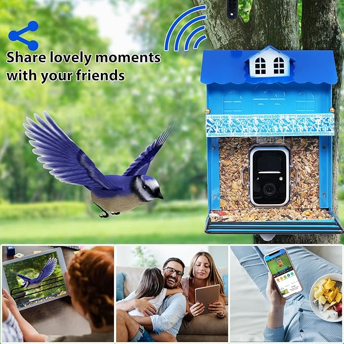 Smart Bird Feeder with Camera.Auto Capture Birds Videos & Bird Motion Detection,Wireless App Notification,Birdhouse Camera,Lifetime 32G Free Space.Idea Gift