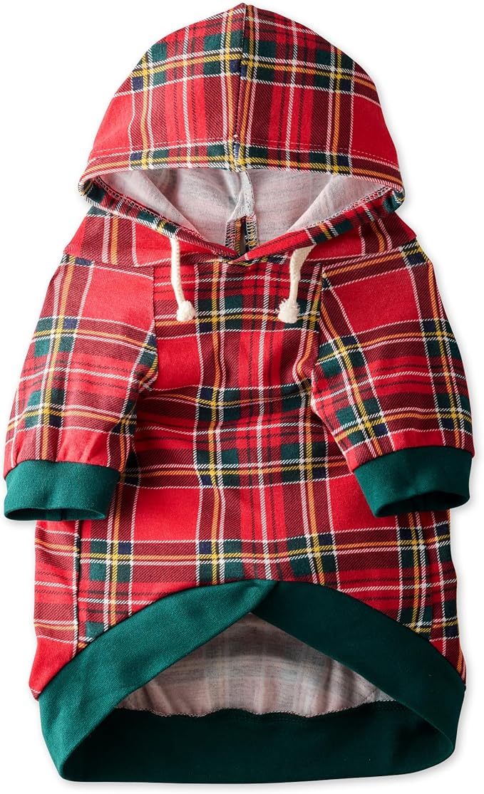 Rocky – The Orginal Lightweight Hooded TEE 100% Organic Cotton Dog Hoodie Pet Coat Sweater for Small, Medium, Large Dogs, Royal Stewart Plaid, XX-Small