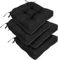 RACE LEAF Patio Chair Cushions 17x17 Inch 4 Pack, Thickened Outdoor Cushions Water Resistant Stain Resistant Non-Slip Ties (Black)