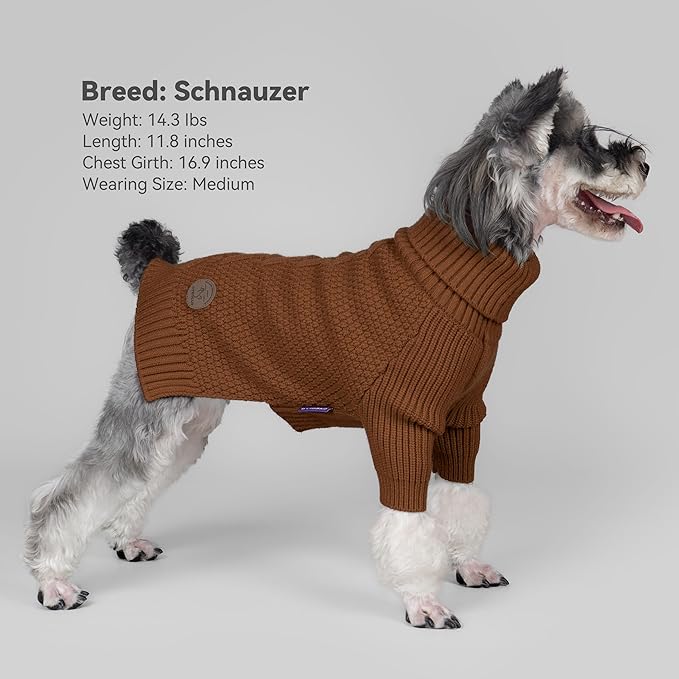 cyeollo 4XL Dog Sweater, Stretchable & Cozy Warm Dog Sweaters for Large Dogs Boy, Pullover Knit Fall Winter Sweatshirt Big Dogs Clothes, Doberman Great Dane Apparel, Brown XXXXL
