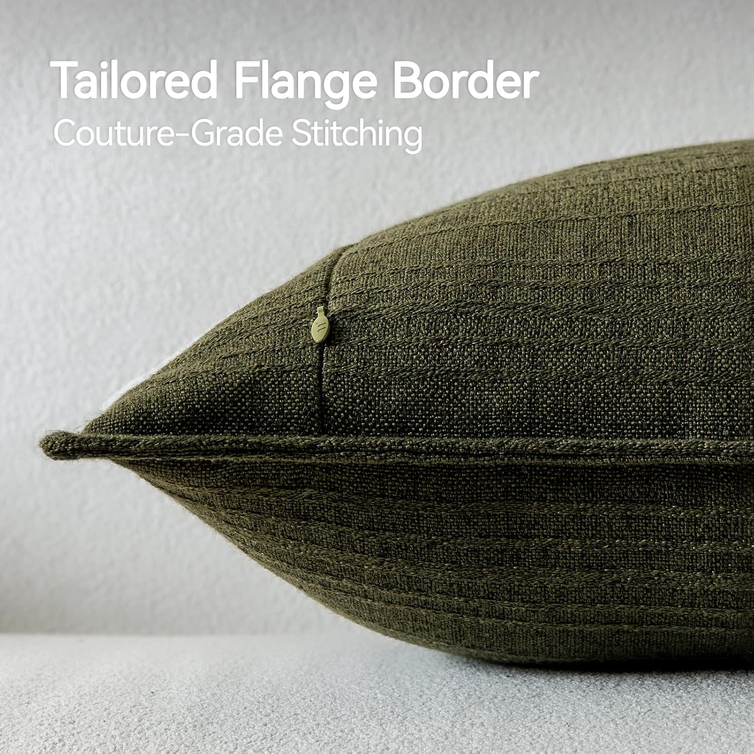 a moment Christmas Linen Pillow Covers Set of 2,Boho Farmhouse Throw Pillowcases Neutral Textured Decorative Covers for Couch Sofa,Soft Linen Blend Accent Case Cushion Home Decor 20"x20"Dark Green