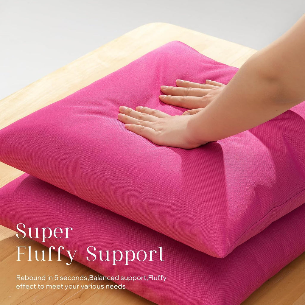 Phantoscope Pack of 4 Premium Dual Usage Outdoor Pillow Inserts, Waterproof Throw Pillows No Cover Needed, Colorful Decorative Couch Sham Cushion Stuffer Patio Couch Tent, Pink 18 x 18 Inches