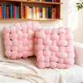 2Pcs Square Knot Throw Pillows, Suitable For Bedroom Decoration, Sofa Decorative Pillows, Home Decoration, Home Decor Living Room 12 inches * 13 inches (Pink)