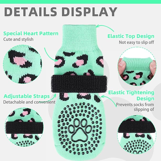 KOOLTAIL Dog Socks for Hot/Cold Pavement to Prevent Licking Paws,Dog Boots&Paw Protector for Hardwood Floors Anti Slip,Traction Control No Twist Grip Booties for Small Medium Large Senior Dogs SM