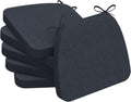 AAAAAcessories D-Shaped Chair Cushions, 2" Thick Dining Chair Pads with Ties and Removable, Machine-Washable Cover, 17" x 16", Set of 6, Charcoal Gray