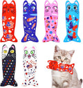 4th of July Cat Toys for Indoor Cats Patriotic Large Adult Cat Catnip Plush Toys with Crinkle Independence Day Kitten Chewing Kicker Toy 6 PCS
