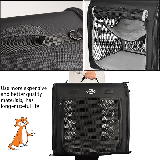 Portable 2-in-1 Pet Carrier for Medium Dogs Large Cat Carrier for 2 Cats Travel Double Dog Crate Set with Portable Carry Bag/Hammocks/Mats/Tent Stakes/2 Pcs Pet Bowls for Outdoor Camping