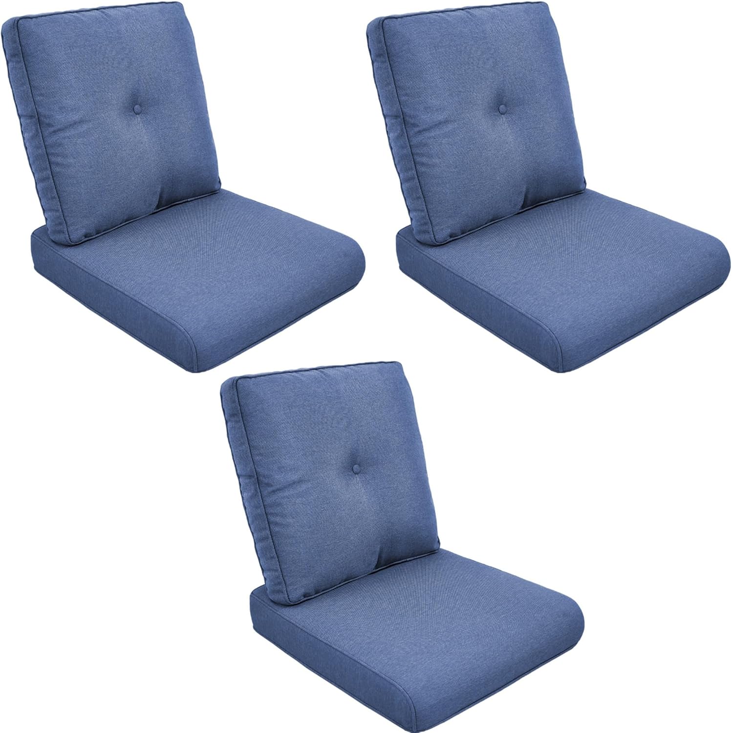 Patio Cushions for Outdoor Furniture - 22" x 25" x 4" UV Resistant Thick Foam Cushions Water Resistant Replacement Cushion for Outdoor Patio Furniture Chair/Sofa/Couch | Blue | 3-Pack |