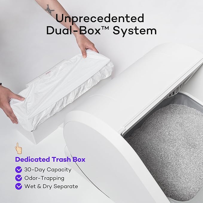 (Upgraded) Popur X5 Self Cleaning Cat Litter Box - Unique Open Top Split System - Automatic Litter Scooping Robot, Odor-Seal, 24 Inch Tray, 30-Day Capacity, 33 lbs. Load, 99% Leakproof (Plastic Bin)