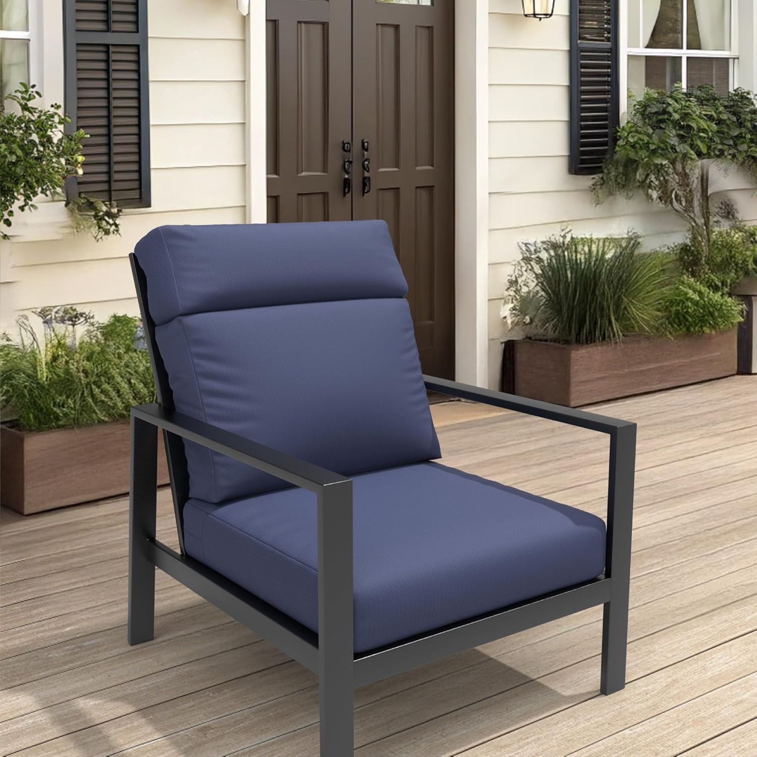 Covers & All CoverRite Rectangle High Back Chair Cushion, 600 Denier, Foam Seat and Poly Fill Back Outdoor High Back Chair Cushions, Water, UV and Fade Resistant for Patio High Back Chair Cushions