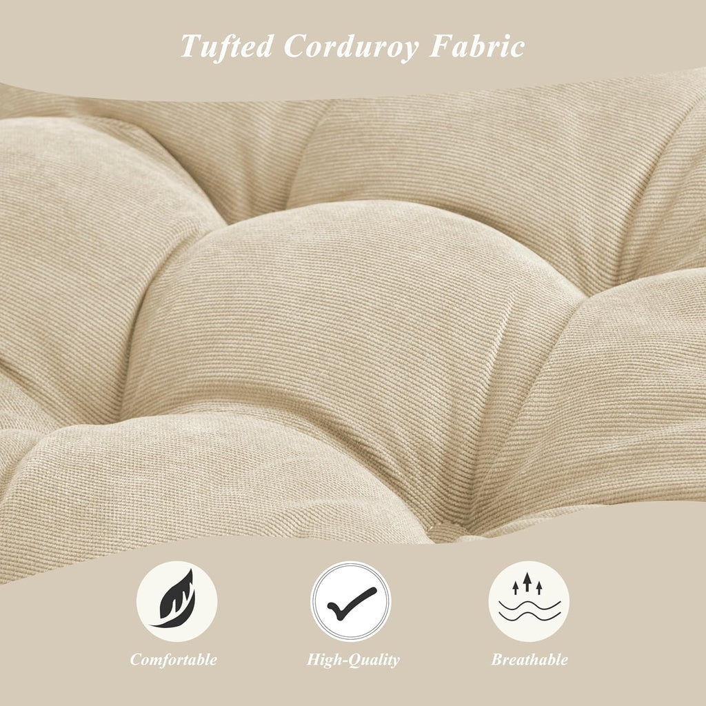 Meditation Floor Pillow 22×22 Inch 1 Pack Large Floor Cushions for Adults Square Tufted Corduroy Floor Pillows for Yoga Living Tatami Room Beige