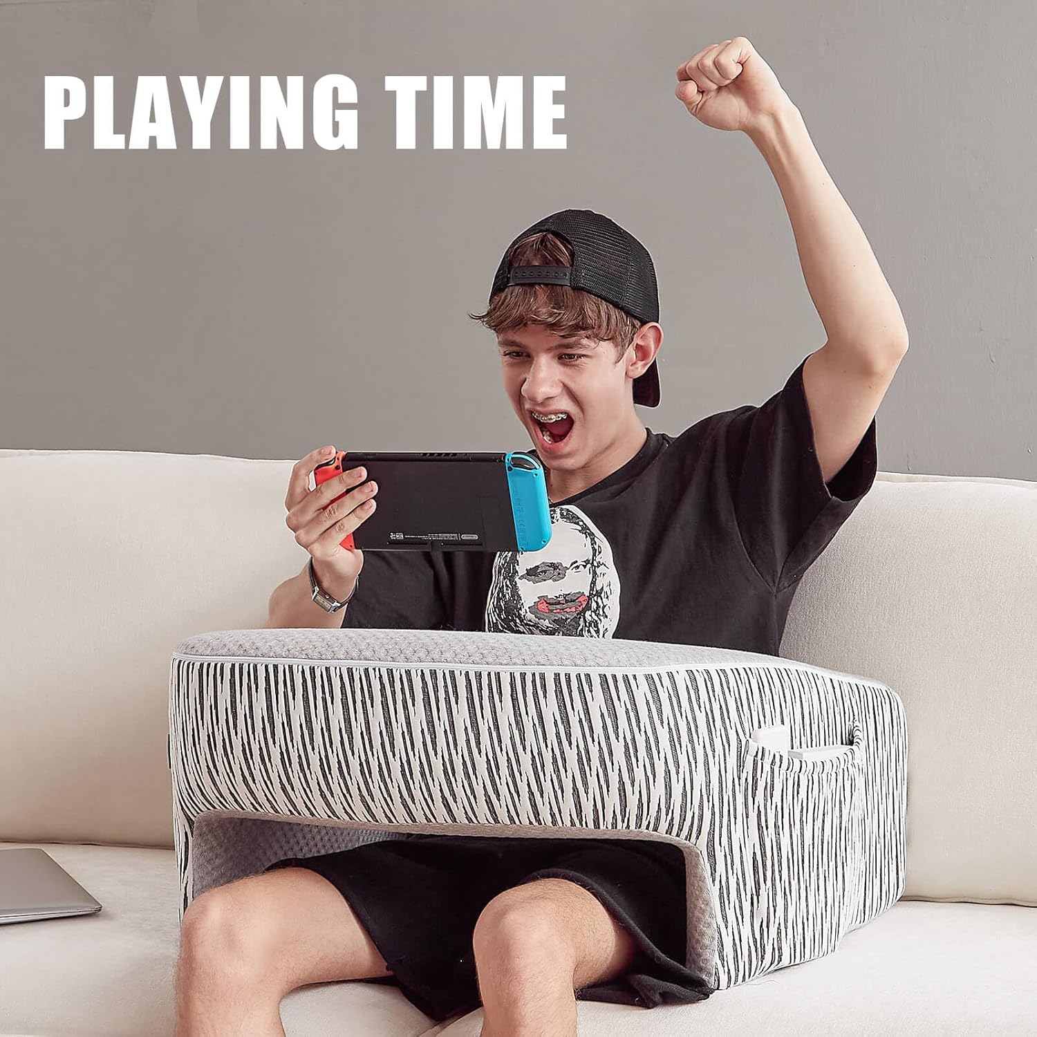 Reading Pillow for Lap, Extra Large Arm Rest Pillow for Adult, Memory Foam Lap Desk Pillow for Reading, Working, Crocheting, Playing Steam Deck Switch or Sitting in Bed Couch(Ash Grey)