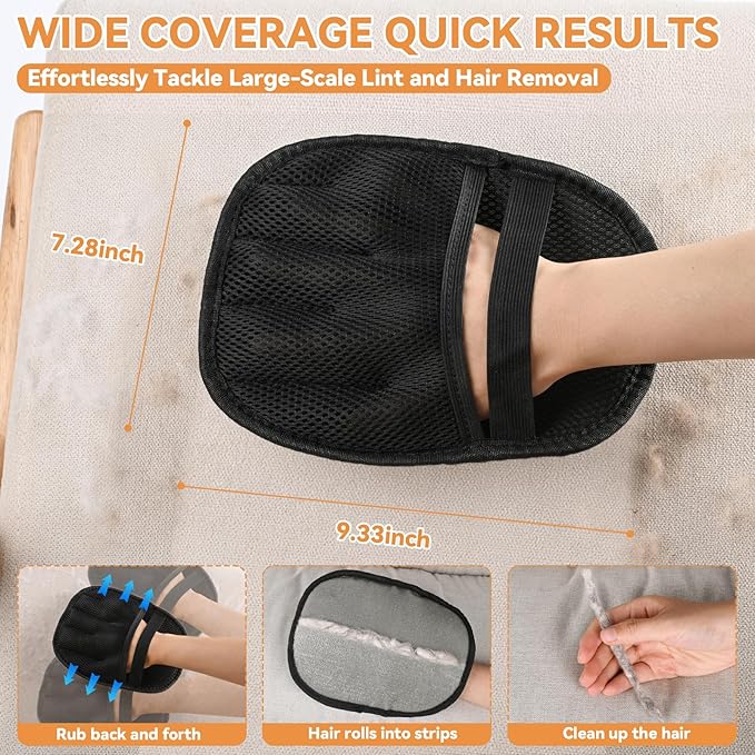 Pet Hair Remover Glove For Cats & Dogs 2pcs, Newly Upgraded Five-Finger Style Pet Hair Removal Tool Glove，Reusable Pet Hair Remover Electrostatic Gloves，Dog Hair Remover &Cat Hair Remover Clean Set