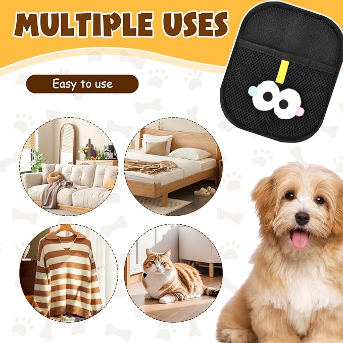 Electrostatic Pet Hair Remover, Pet Hair Remover Tool for Cats & Dogs, Cleaning Gloves for Carpet, Couch, Furniture, Car Seat, Double-Sided, Reusable, Washable (1 PCS)