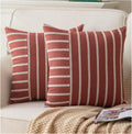 Caflife Boho Throw Pillow Covers 20x20 Set of 2 Soft Farmhouse Decorative Couch Pillow Cases Rust Striped Pillow Covers Neutral Cushion Covers for Sofa Bed Living Room Home Decor