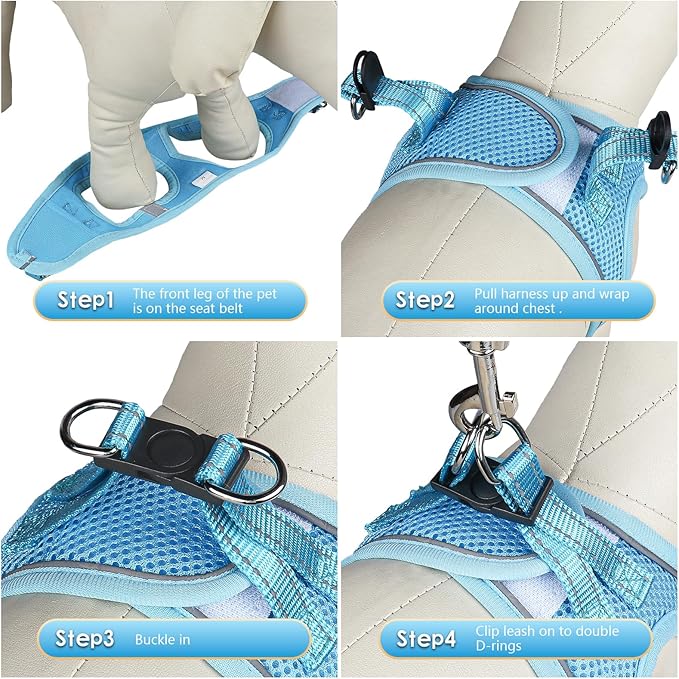 YIMEIS Dog Harness and Leash Set, No Pull Soft Mesh Pet Harness, Reflective Adjustable Puppy Vest for Small Medium Large Dogs, Cats (Sky Blue, Small (Pack of 1)
