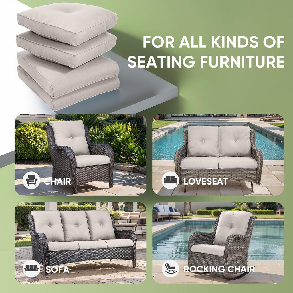 Outdoor Cushion Set of 4, Waterproof Outdoor Seat Cushions 25x22, Patio Chair Cushions for Outdoor Furniture, Couch Cushion Replacement, Include 4 Back & 4 Seat Cushions, Oatmeal Beige